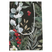 個性的な植物のクリスマスデザイン ミディアムペーパーバッグ (裏面)