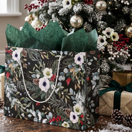 個性的な植物のクリスマスデザイン ラージペーパーバッグ