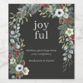 個性的な植物のクリスマスデザイン ワインラベル (シングルラベル)