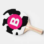 個性的な牛のパッチ柄 ピンクのモノグラム 卓球ラケット (横)