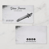 個性的な白黒のタトゥーアーティスト 名刺 (正面/裏面)