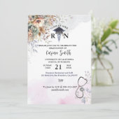 個性的な看護学校卒業式 ボホ フラワー 招待状 (スタンド正面)