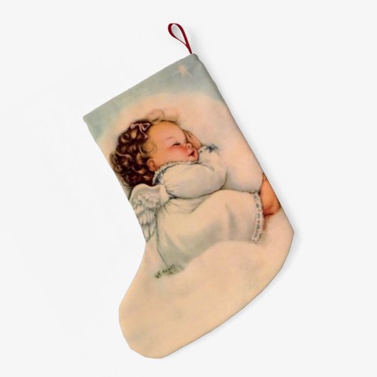 倍が天使によってが飛ぶパーソナライズなベビーは味方しました スモールクリスマスストッキング (裏面 (吊り時))