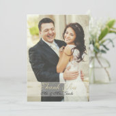 倍はアイボリーの写真の結婚式のサンキューカード味方しました サンキューカード (スタンド正面)