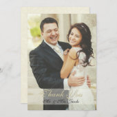 倍はアイボリーの写真の結婚式のサンキューカード味方しました サンキューカード (正面/裏面)