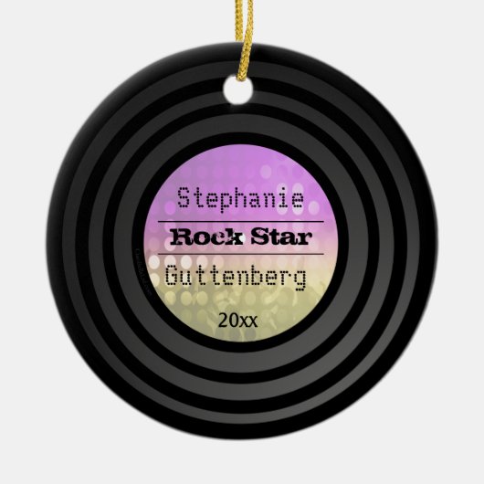 倍はレトロのビニールのピンクのディスコライト記念品味方しました セラミックオーナメント (正面)