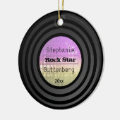 倍はレトロのビニールのピンクのディスコライト記念品味方しました セラミックオーナメント (左)