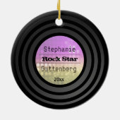 倍はレトロのビニールのピンクのディスコライト記念品味方しました セラミックオーナメント (裏面)