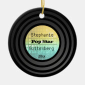 倍はレトロのビニールの金ゴールドのディスコライト記念品味方しました セラミックオーナメント (正面)