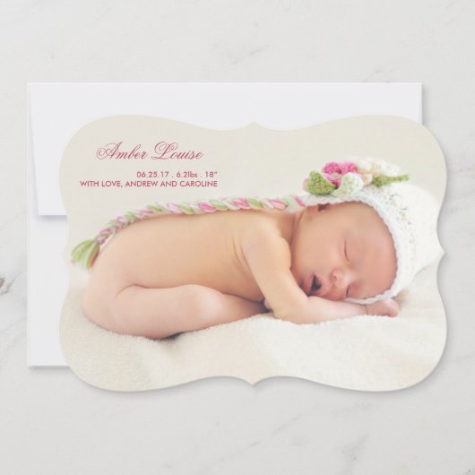 倍は発表女の子のための写真の誕生の味方しました 案内状 (正面)