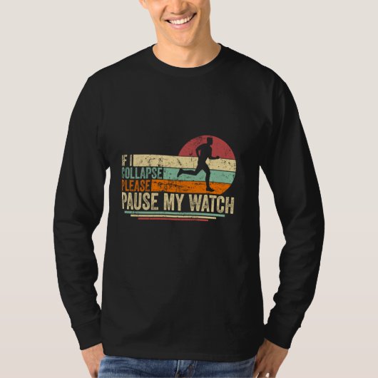 倒もしれたら時計のをおもしろい止めランニングて Tシャツ (正面)