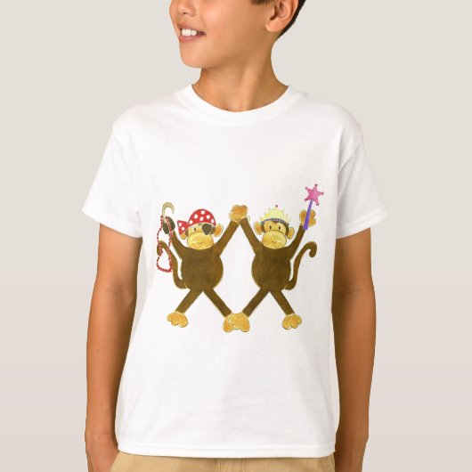 倒れかけた猿のプリンセス及び猿の海賊 Tシャツ (正面)