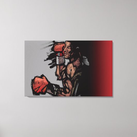 倒れたボクサー キャンバスプリント (正面)