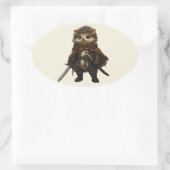 倒れた戦士 楕円形シール (バッグ)