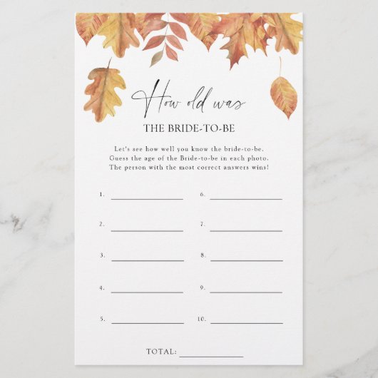 倒れ葉る – 花嫁の年齢 (正面)