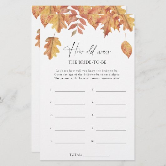 倒れ葉る – 花嫁の年齢 (正面/裏面)