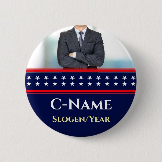 候補写真名選挙政治運動 缶バッジ (正面)