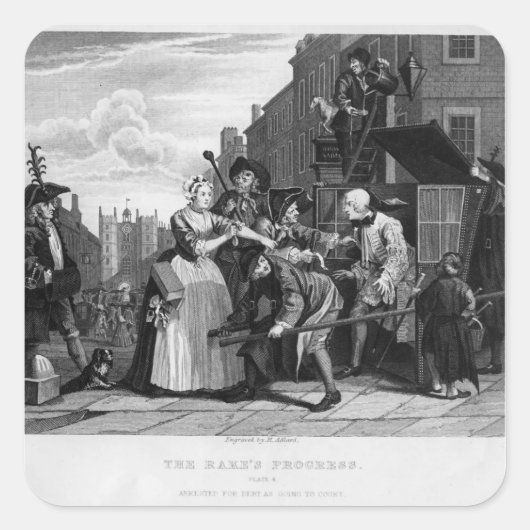 借金で逮捕、プレートV スクエアシール (正面)