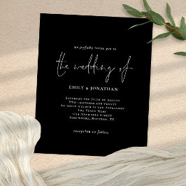 値シンプルホワイトブラックQRコードウェディング招待 チラシ