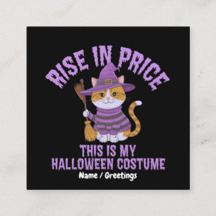 値上げに抗議するハロウィンの仮装の可愛い猫の魔法使い スクエア名刺
