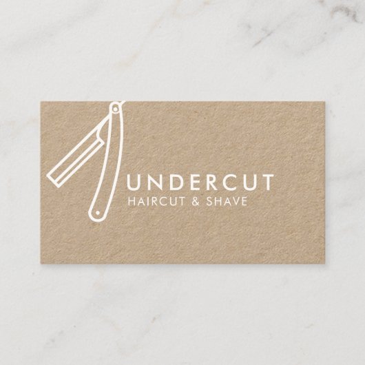 値下げされた理容師かみそりのロゴのクラフトの名刺 名刺 (正面)