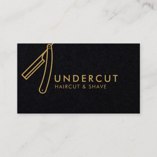 値下げされた理容師かみそりのロゴの名刺 名刺 (正面)