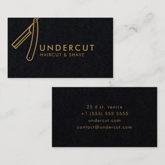 値下げされた理容師かみそりのロゴの名刺 名刺 (正面/裏面)