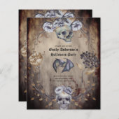 値最高のハローウィンパーティ招待状スカル (正面/裏面)