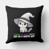 倫理おもしろい的くもの巣ビルダーの使い慣れたホワイトハット猫 クッション (裏面)