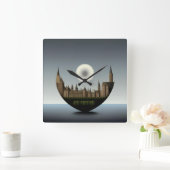 倫理観の反響：反反射 スクエア壁時計 (ホーム)