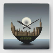 倫理観の反響：反反射 スクエア壁時計 (正面)