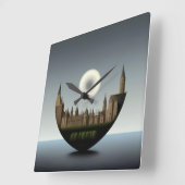 倫理観の反響：反反射 スクエア壁時計 (傾斜)