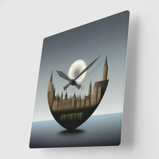 倫理観の反響：反反射 スクエア壁時計 (傾斜)