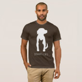 倹約されたロゴのティー-茶色の白 Tシャツ (正面フル)