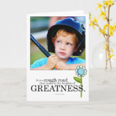 偉大さの写真の挨拶状への荒い道 カード (黄色い花)