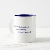 偉大さの引用文のウィンストン・チャーチルの価格 ツートーンマグカップ (正面左)