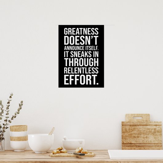 偉大さ – 成功の喧騒やる気を起こさせる ポスター (キッチン)