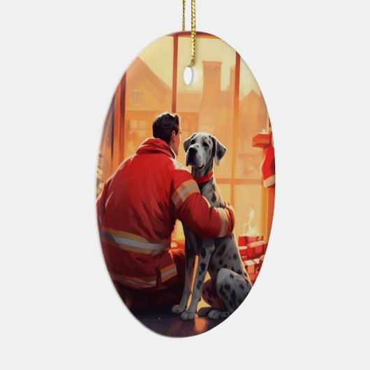 偉大なダンのクリスマスオーナメント、犬の記念品 セラミックオーナメント (右)