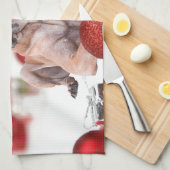 偉大なダン犬とクリスマスオーナメントの贈り物 キッチンタオル (四つ折り)