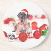 偉大なダン犬とクリスマスオーナメントの贈り物 コースター (正面)