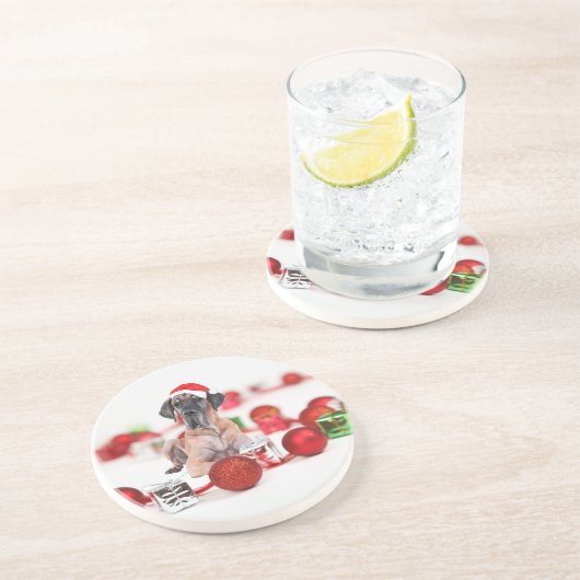 偉大なダン犬とクリスマスオーナメントの贈り物 コースター (側面)