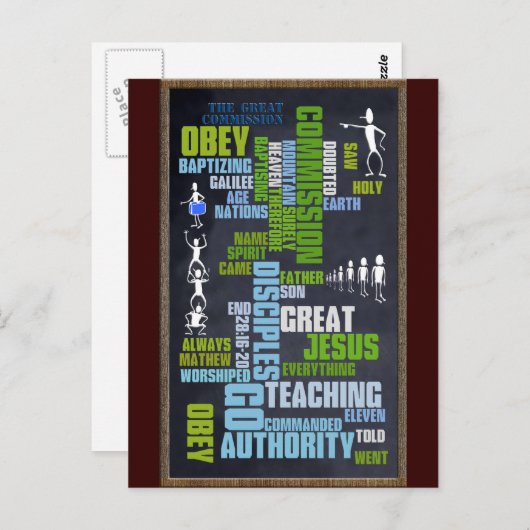 「偉大な使命」マタイ28 教会の黒板 ポストカード (正面/裏面)