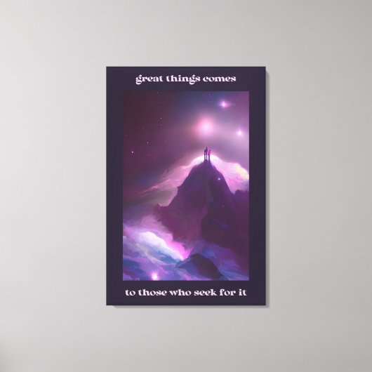 偉大な引用文アートに到達する登山 キャンバスプリント (正面)