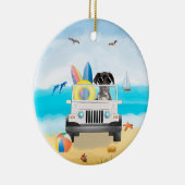 偉大な犬の運転オンビーチ セラミックオーナメント (右)