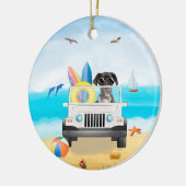 偉大な犬の運転オンビーチ セラミックオーナメント (左)