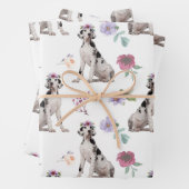 偉大なDane犬のファン、男性の女性と子供、犬の恋人 ラッピングペーパーシート (インサイチュ)