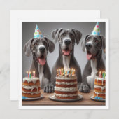 偉大なDane誕生日の招待、犬の誕生日 招待状 (正面/裏面)