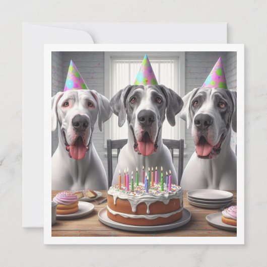 偉大なDane誕生日の招待、犬の誕生日 招待状 (正面)