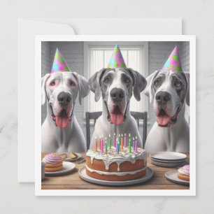 偉大なDane誕生日の招待、犬の誕生日 招待状