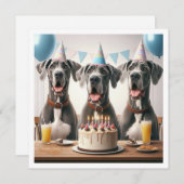 偉大なDane誕生日の招待、犬の誕生日 招待状 (正面/裏面)